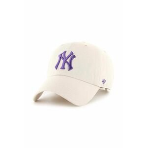 Bavlněná baseballová čepice 47brand Mlb New York Yankees béžová barva, s aplikací