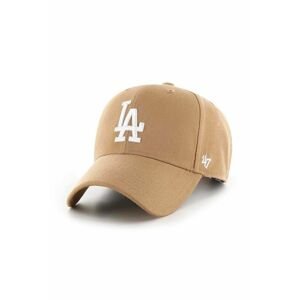 Čepice s vlněnou směsí 47brand Mlb Los Angeles Dodgers oranžová barva, s aplikací