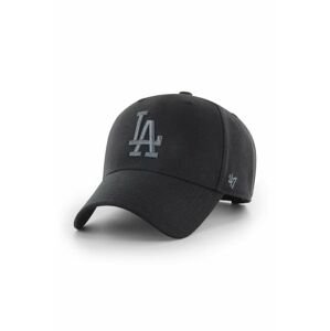 Bavlněná baseballová čepice 47brand Mlb Los Angeles Dodgers černá barva, s aplikací