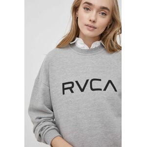Bavlněná mikina RVCA dámská, šedá barva, s potiskem