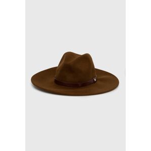 Vlněný klobouk Brixton hnědá barva, vlněný
