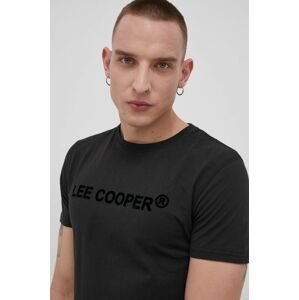 Bavlněné tričko Lee Cooper černá barva, s aplikací