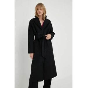 Vlněný kabát Liviana Conti černá barva, přechodný, oversize