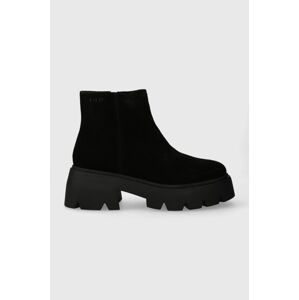 Semišové boty GOE dámské, černá barva, na podpatku, MM2N4057.BLACK