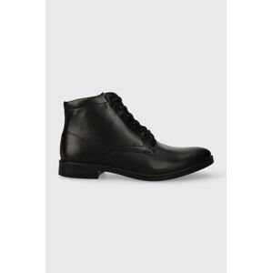 Kožené boty Wojas pánské, černá barva, 2405551