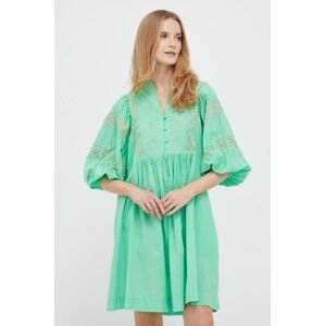 Bavlněné šaty Rich & Royal zelená barva, mini