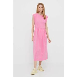 Bavlněné šaty Rich & Royal růžová barva, midi
