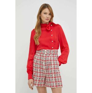 Košile Custommade Delta dámská, červená barva, regular, se stojáčkem