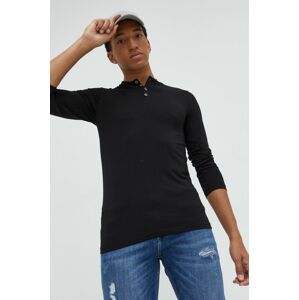 Tričko s dlouhým rukávem Cross Jeans černá barva