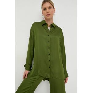 Košile Herskind dámská, zelená barva, relaxed, s klasickým límcem