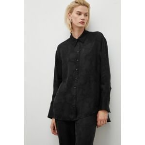 Košile Herskind dámská, černá barva, relaxed, s klasickým límcem