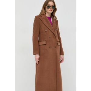 Kabát Silvian Heach dámský, hnědá barva, přechodný, dvouřadový