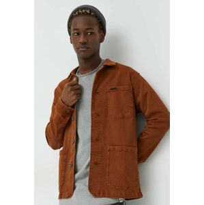 Džínová bunda Cross Jeans pánská, oranžová barva, přechodná