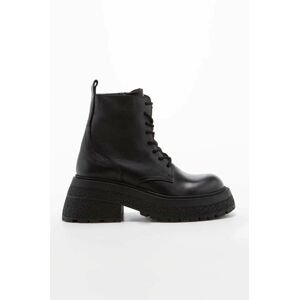 Kožené kotníkové boty Charles Footwear Karen dámské, černá barva, na plochém podpatku