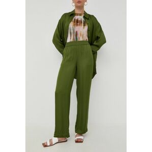 Kalhoty Herskind dámské, zelená barva, jednoduché, high waist