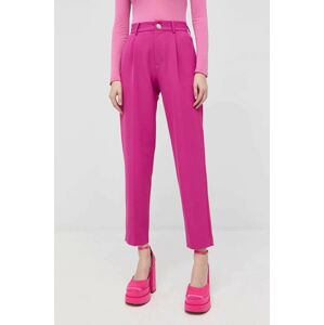 Kalhoty Custommade Pianora dámské, růžová barva, fason cargo, high waist
