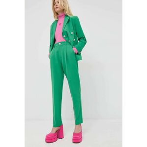 Kalhoty Custommade Pianora dámské, zelená barva, fason cargo, high waist