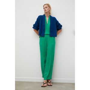 Kalhoty Herskind dámské, zelená barva, široké, high waist