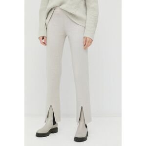Kalhoty Liviana Conti dámské, šedá barva, jednoduché, high waist