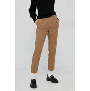Kalhoty XT Studio dámské, béžová barva, jednoduché, high waist