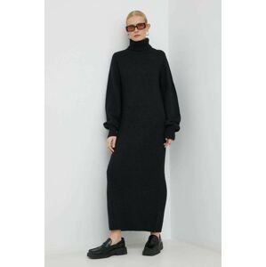 Vlněné šaty Birgitte Herskind Tipp Knit Dress černá barva, maxi