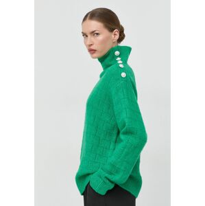 Vlněný svetr Custommade Tonna dámský, zelená barva, hřejivý, s golfem