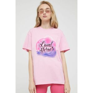 Bavlněné tričko Local Heroes růžová barva