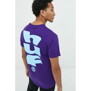 Bavlněné tričko HUF fialová barva, s potiskem