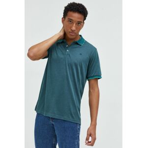 Bavlněné polo tričko Cross Jeans zelená barva