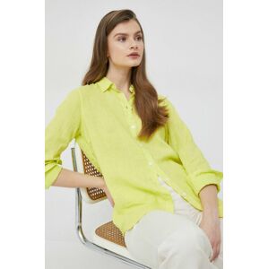 Plátěná košile Mos Mosh žlutá barva, regular, s klasickým límcem