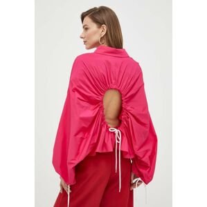 Košile Liviana Conti dámská, růžová barva, relaxed, s klasickým límcem