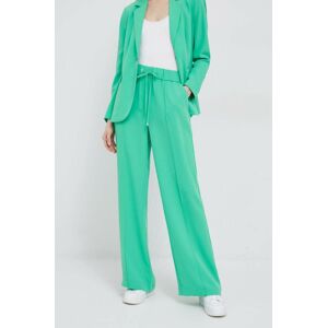 Kalhoty Rich & Royal dámské, zelená barva, široké, high waist
