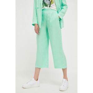 Kalhoty Rich & Royal dámské, zelená barva, jednoduché, high waist