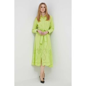 Bavlněné šaty Rich & Royal zelená barva, midi