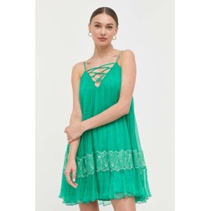 Hedvábné šaty Nissa zelená barva, mini