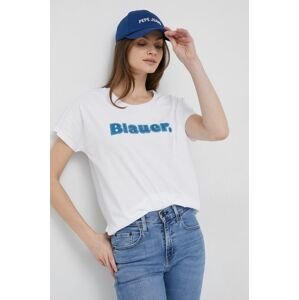 Bavlněné tričko Blauer bílá barva