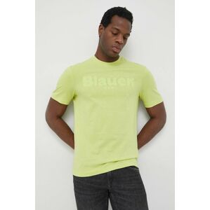 Bavlněné tričko Blauer zelená barva, s potiskem