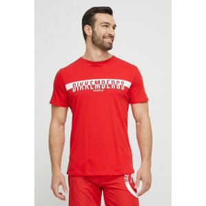 Bavlněné plážové tričko Bikkembergs červená barva, s potiskem