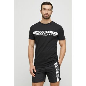 Bavlněné plážové tričko Bikkembergs černá barva, s potiskem