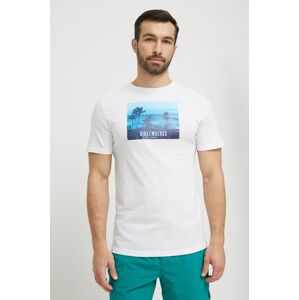 Bavlněné plážové tričko Bikkembergs bílá barva, s potiskem