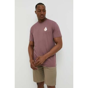 Bavlněné tričko Volcom růžová barva, s potiskem