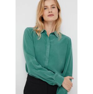 Hedvábné tričko Mos Mosh zelená barva, regular, s klasickým límcem