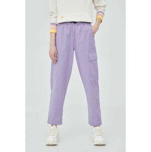 Kalhoty Element dámské, fialová barva, kapsáče, high waist