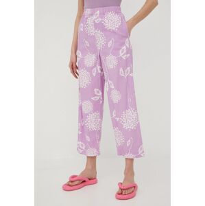 Kalhoty Brixton dámské, fialová barva, jednoduché, high waist