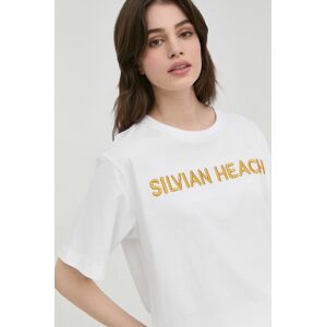 Bavlněné tričko Silvian Heach bílá barva