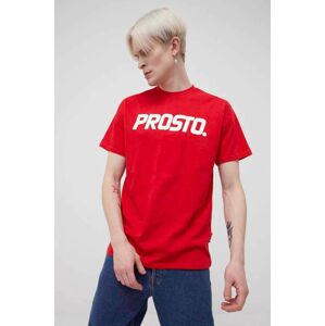 Bavlněné tričko Prosto Classic červená barva, s potiskem