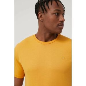 Bavlněné tričko Cross Jeans žlutá barva, hladký