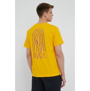 Bavlněné tričko RVCA žlutá barva, s potiskem