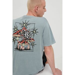 Bavlněné tričko Volcom tyrkysová barva, s potiskem