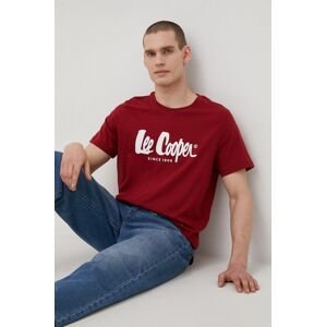 Bavlněné tričko Lee Cooper vínová barva, s potiskem